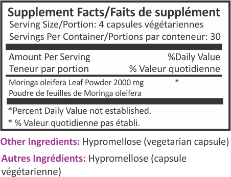 Moringa Capsules Supplement Facts